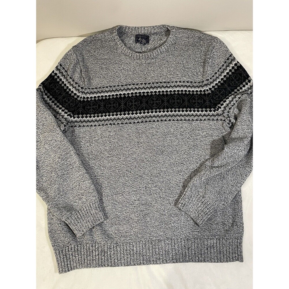 G.H. Bass & Co. Sweater Men's Sz. XL Black/Gray Long Sleeve CrewNeck Pullover